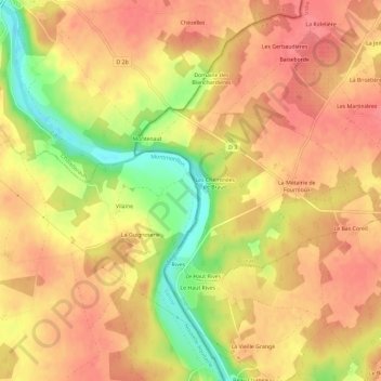 Mapa topográfico Braud, altitude, relevo