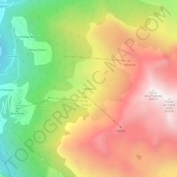 Mapa topográfico L'Arpettaz, altitude, relevo