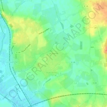 Mapa topográfico Les Poteries, altitude, relevo