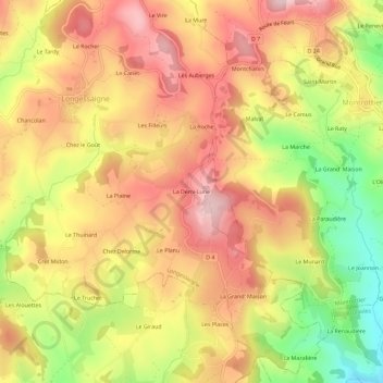 Mapa topográfico La Demi-Lune, altitude, relevo