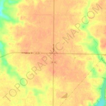 Mapa topográfico Bellmore, altitude, relevo