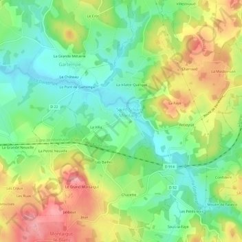 Mapa topográfico Meillerateix, altitude, relevo