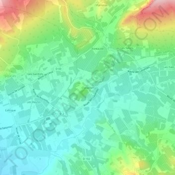 Mapa topográfico Clavaillan, altitude, relevo