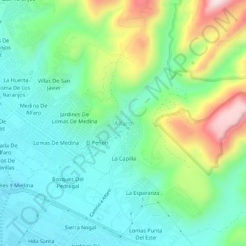Mapa topográfico Alfaro, altitude, relevo