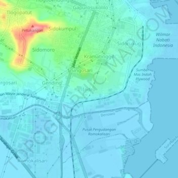 Mapa topográfico Indro, altitude, relevo