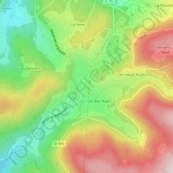 Mapa topográfico La Basse Poussière, altitude, relevo