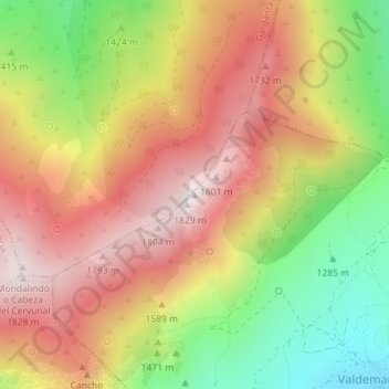 Mapa topográfico Regajo, altitude, relevo