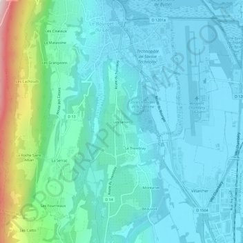 Mapa topográfico Les Janon, altitude, relevo