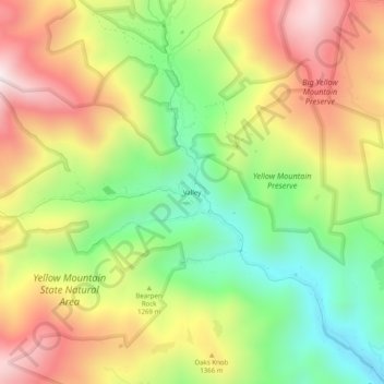 Mapa topográfico Valley, altitude, relevo