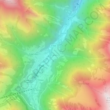 Mapa topográfico Cancéru, altitude, relevo
