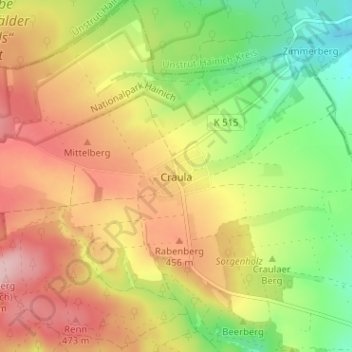Mapa topográfico Craula, altitude, relevo