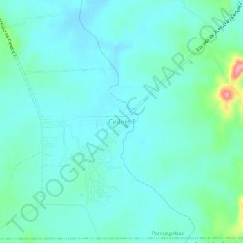 Mapa topográfico Cedere I, altitude, relevo
