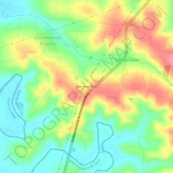 Mapa topográfico Barreiro Rico, altitude, relevo