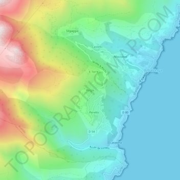 Mapa topográfico Pozzo, altitude, relevo