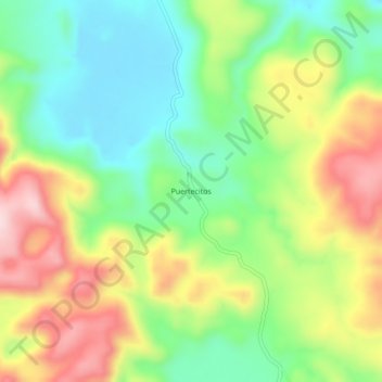 Mapa topográfico Puertecitos, altitude, relevo