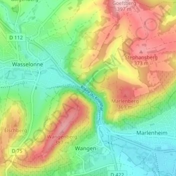 Mapa topográfico Kronthal, altitude, relevo