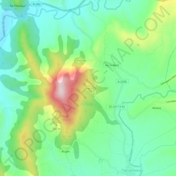Mapa topográfico Charo, altitude, relevo