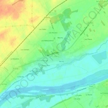 Mapa topográfico Le Bourg, altitude, relevo
