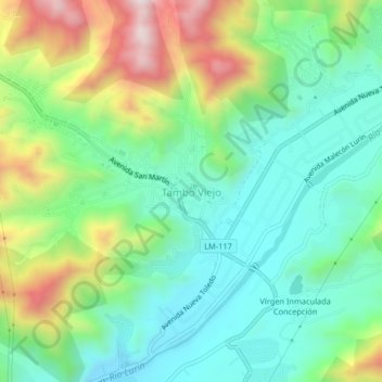 Mapa topográfico Tambo Viejo, altitude, relevo