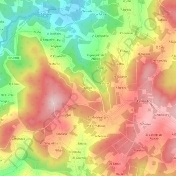 Mapa topográfico Trente, altitude, relevo