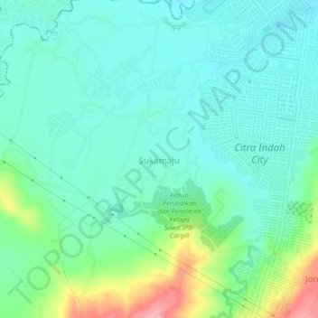 Mapa topográfico Sukamaju, altitude, relevo
