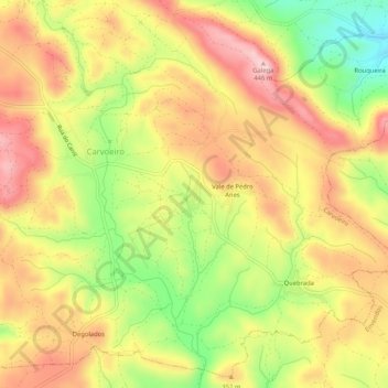 Mapa topográfico Vale de Santiago, altitude, relevo