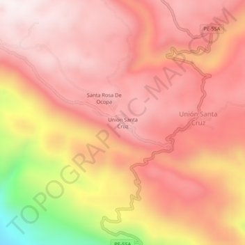 Mapa topográfico Union Santa Cruz, altitude, relevo