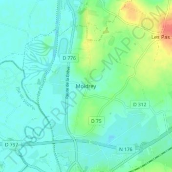 Mapa topográfico Moidrey, altitude, relevo