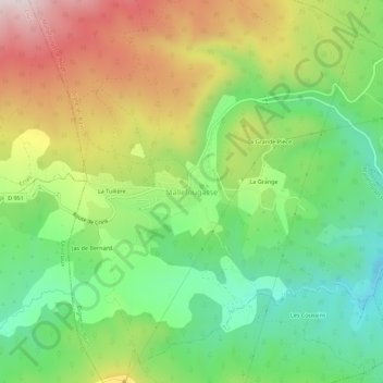 Mapa topográfico Mallefougasse, altitude, relevo
