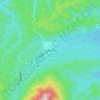 Mapa topográfico Quincemil, altitude, relevo