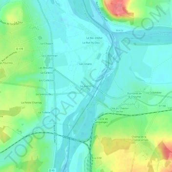 Mapa topográfico Le Guétin, altitude, relevo