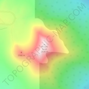 Mapa topográfico Mount Scott, altitude, relevo