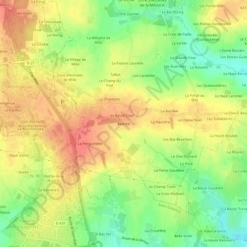 Mapa topográfico Beaucé, altitude, relevo