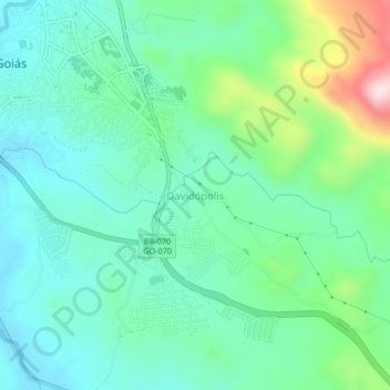 Mapa topográfico Davidópolis, altitude, relevo