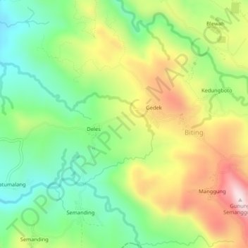 Mapa topográfico Kedungboto, altitude, relevo