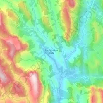 Mapa topográfico Barra da Boa Sorte, altitude, relevo