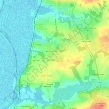 Mapa topográfico Ceselas, altitude, relevo