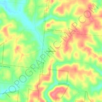 Mapa topográfico Centerpoint, altitude, relevo