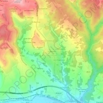 Mapa topográfico La Marche, altitude, relevo