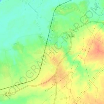 Mapa topográfico Jhagadia, altitude, relevo