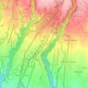Mapa topográfico Sanding, altitude, relevo