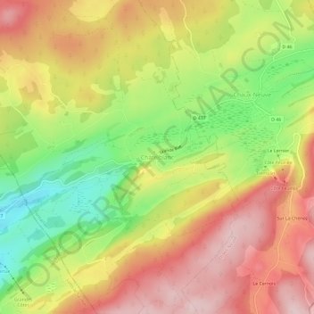 Mapa topográfico Châtelblanc, altitude, relevo