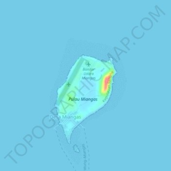 Mapa topográfico Miangas, altitude, relevo