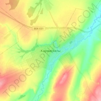 Mapa topográfico Кармаскалы, altitude, relevo