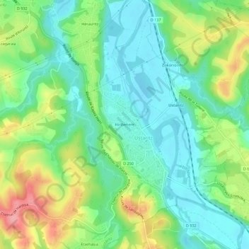 Mapa topográfico Hiribehere, altitude, relevo
