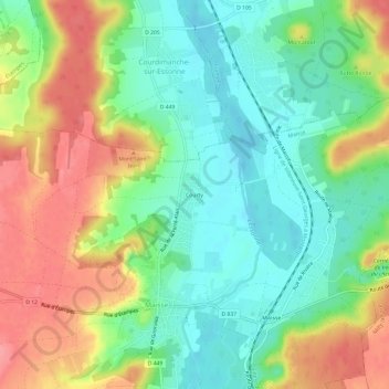 Mapa topográfico Courty, altitude, relevo