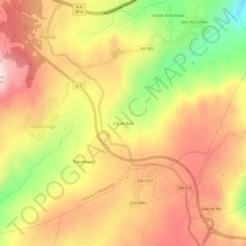 Mapa topográfico Cal de Bois, altitude, relevo