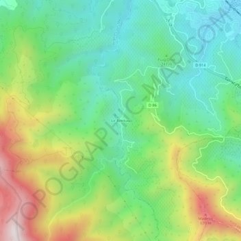 Mapa topográfico Le Rimbau, altitude, relevo