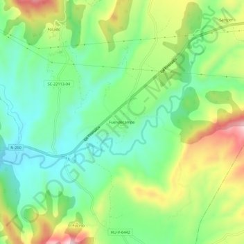 Mapa topográfico Fuendecampo, altitude, relevo