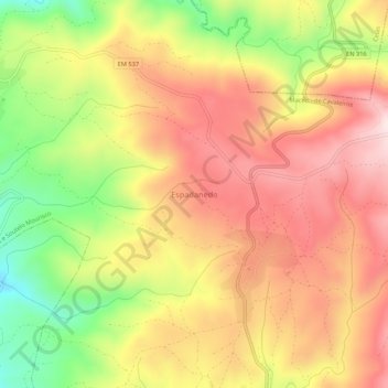 Mapa topográfico Espadanedo, altitude, relevo